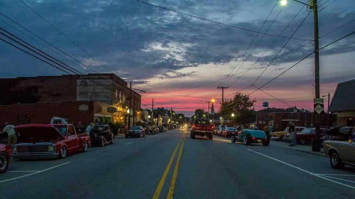 Oakboro Main Street at Sunset — Charlotte real estate photo