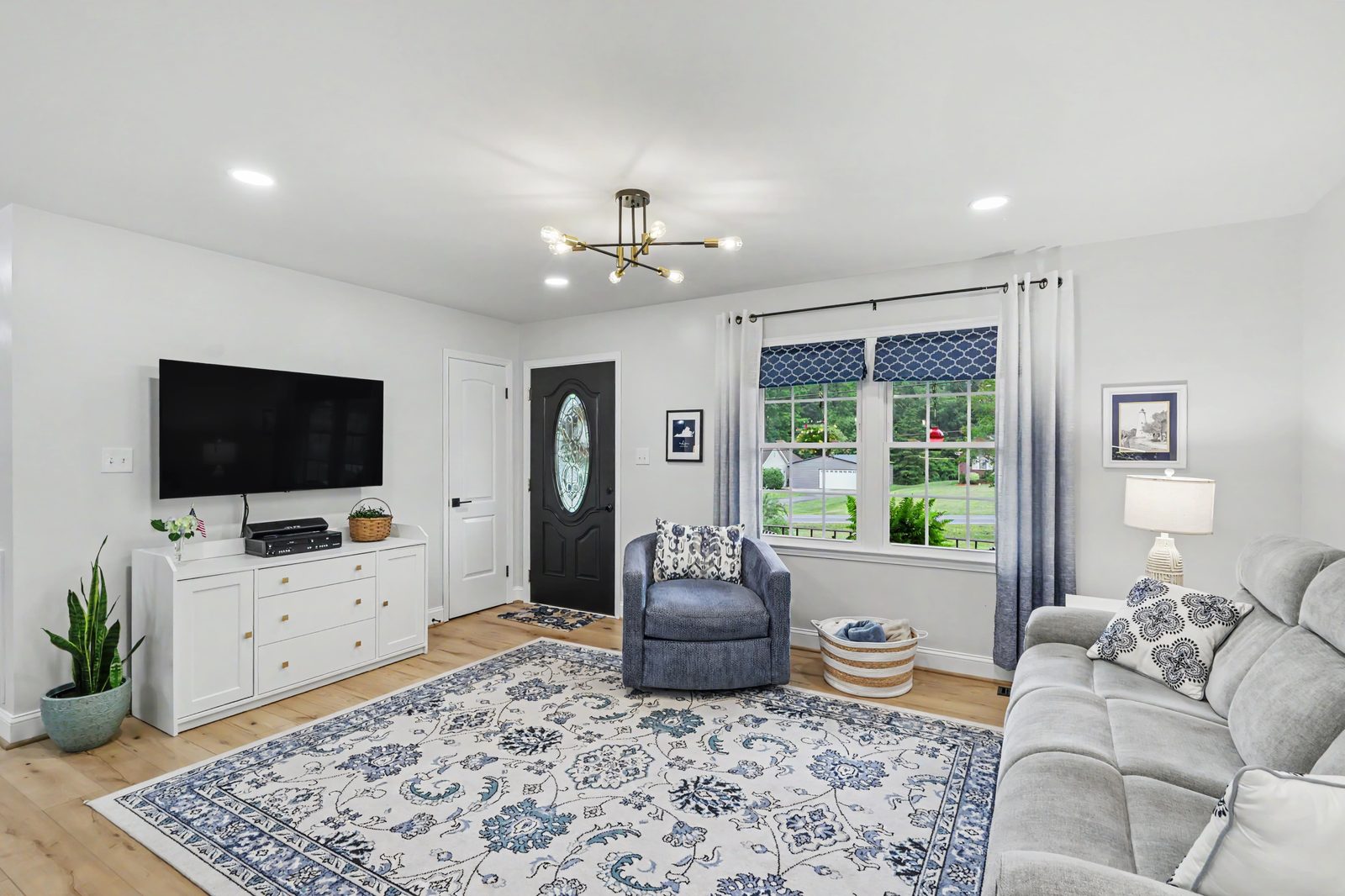 Living room with electric fireplace at 1070 Legion Club Road Salisbury NC